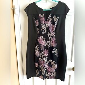 Connected apparel Elegant Black and Pink Floral Dress size 14P